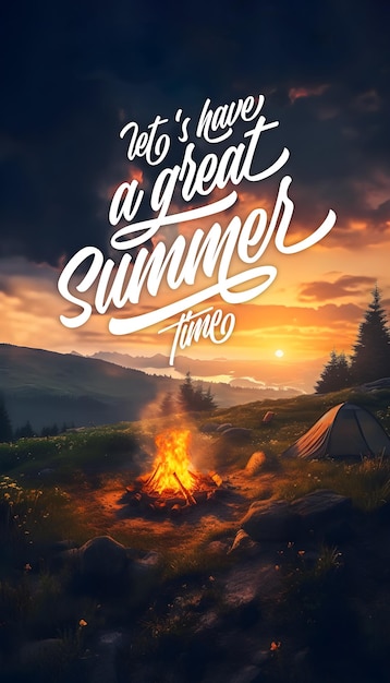 Lasst uns einen tollen Sommer-Camping-Poster haben