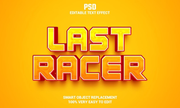 Last Racer 3d bearbeitbarer Texteffekt mit Hintergrund Premium Psd