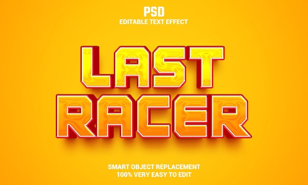 Last racer 3d bearbeitbarer texteffekt mit hintergrund premium psd