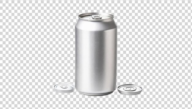PSD una lata de aluminio aislada sobre un fondo transparente