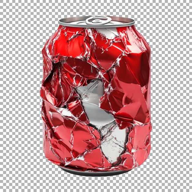 Una lata de aluminio PNG triturada sobre un fondo transparente generada por Ai