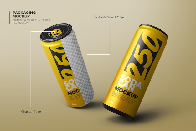 Una lata amarilla de una marca llamada ssa y una lata negra y amarilla.