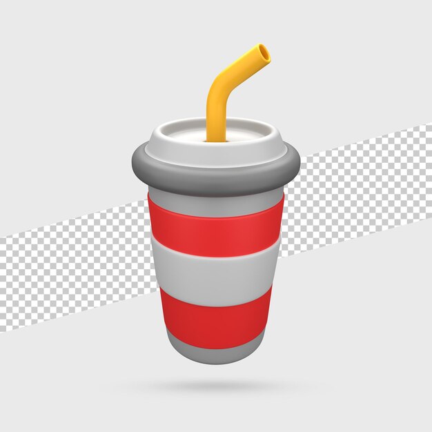 Lata de bebida fría con paja 3D Render