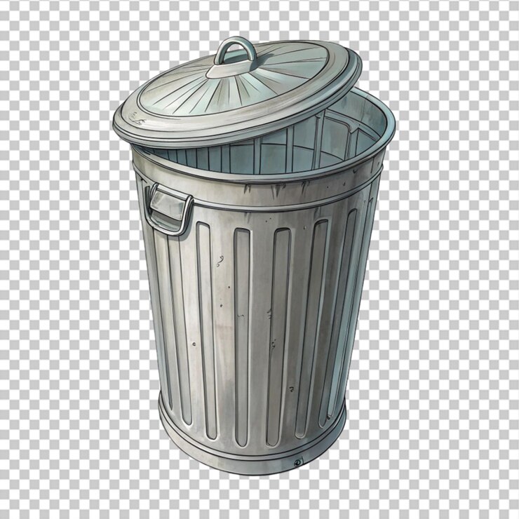 PSD lata de lixo em fundo transparente renderização 3d i
