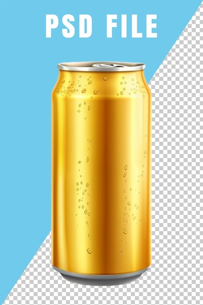 PSD una lata de metal en blanco psd de un recipiente realista 3d para soda aislada sobre un fondo transparente