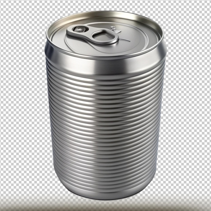 PSD una lata de refresco se muestra con una tapa de plata