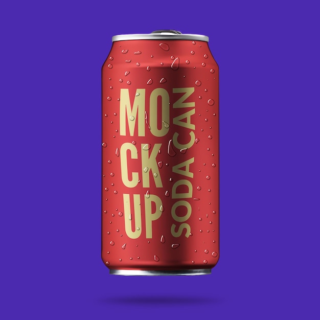 Una lata roja que dice soda simulada.