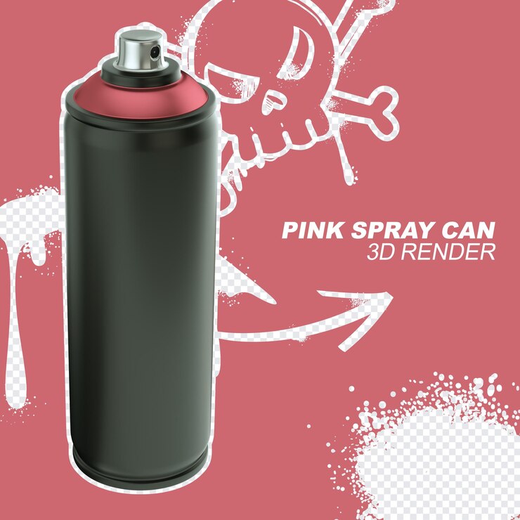 PSD la lata de spray rosa inclinada a la derecha para la composición del diseño