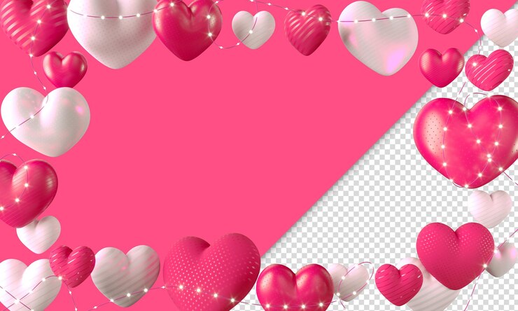 Latar belakang hari valentine realistis dengan banyak hati merah dan putih manis