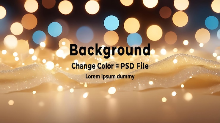 PSD latar belakang krem abstrak psd dengan lampu festival buram dan bokeh perayaan luar ruangan
