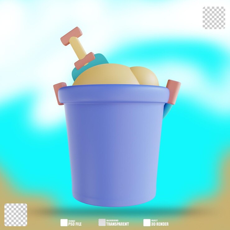 PSD latas 2 da pá da areia da ilustração 3d