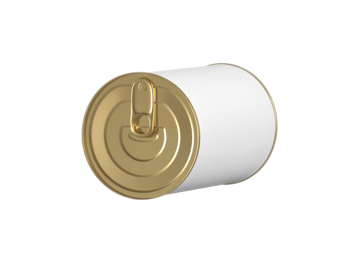 PSD latas de alimentos con etiqueta en blanco