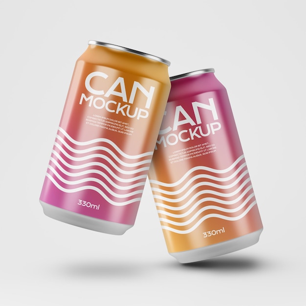 Las latas de cerveza gaseosa 330 ml Mockup