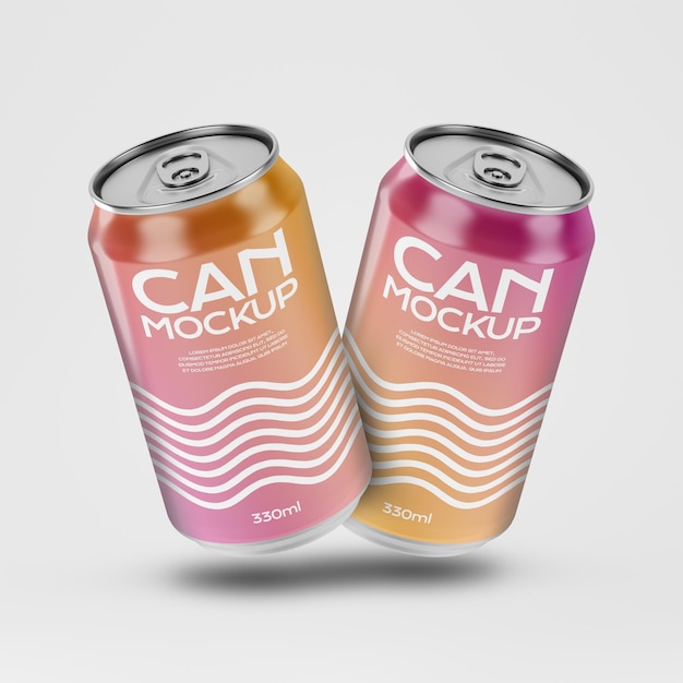 Las latas de cerveza gaseosa 330 ml Mockup