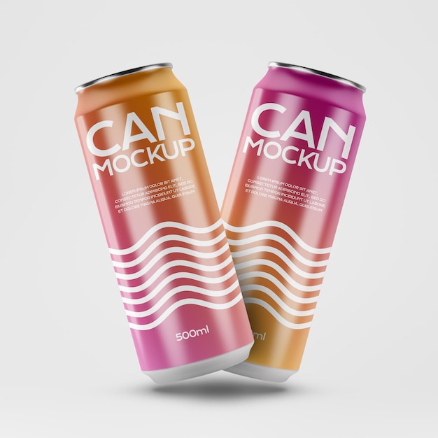 Las latas de cerveza gaseosa 500 ml Mockup