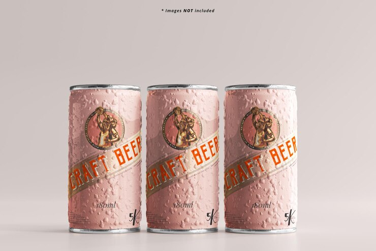 PSD latas de cerveza pequeñas con efecto de condensación
