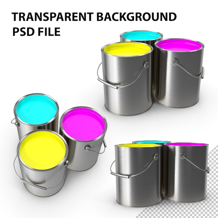 PSD latas de pintura cmy png