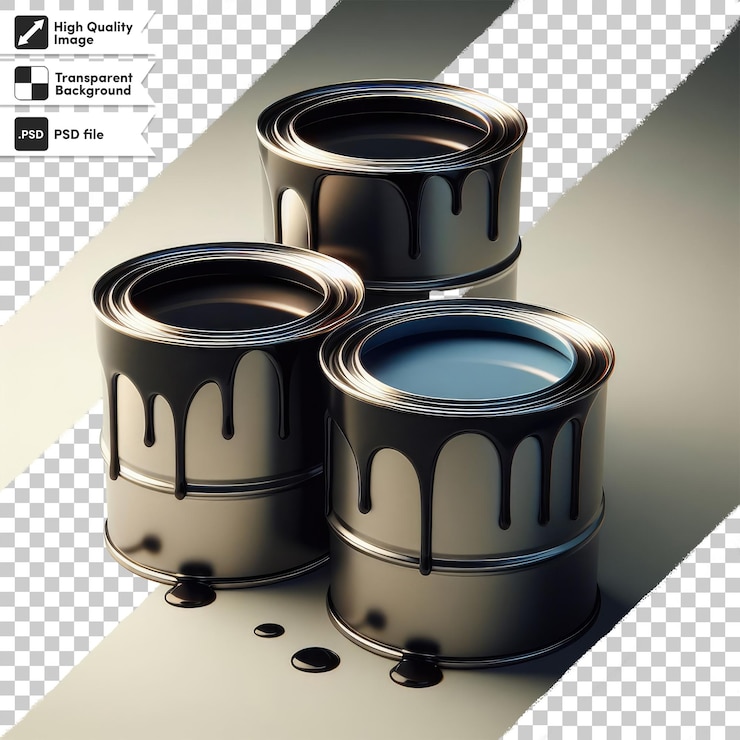 PSD latas de pintura y pincel de psd sobre un fondo transparente