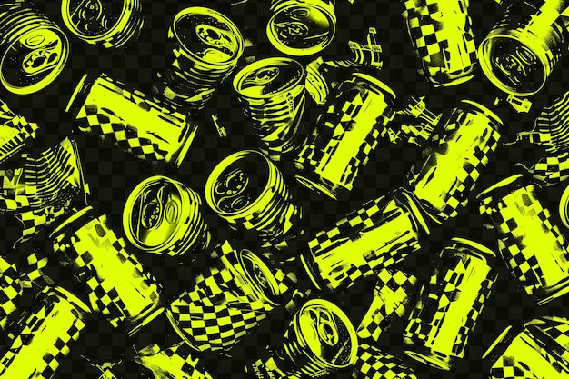 PSD latas de refresco trituradas con texturas de papel rasgadas y efecto de textura del logotipo de la marca fondo de collage fx