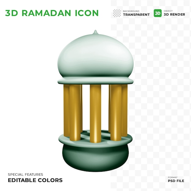 PSD laterne ramadan 3d-symbol geeignet für eid mubarak-konzept