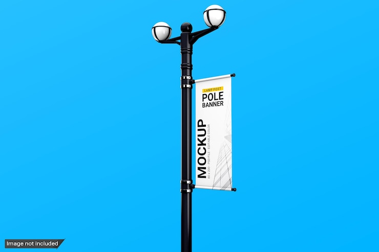 PSD laternenmast pole banner mockup