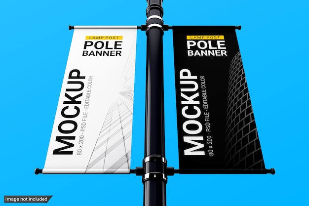 PSD laternenmast pole banner mockup