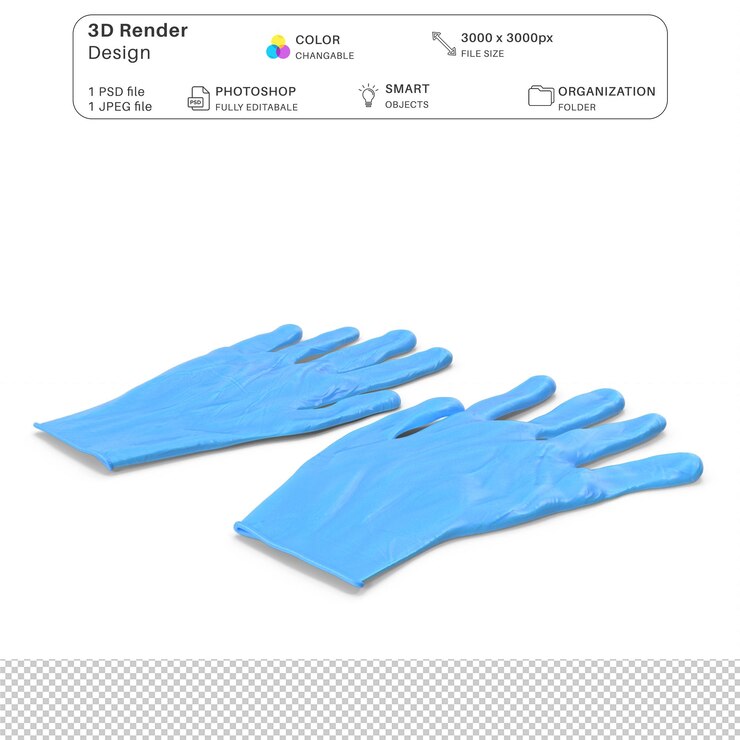 PSD latex glove 3d model 3d modeling psd file realistic medical equipment
