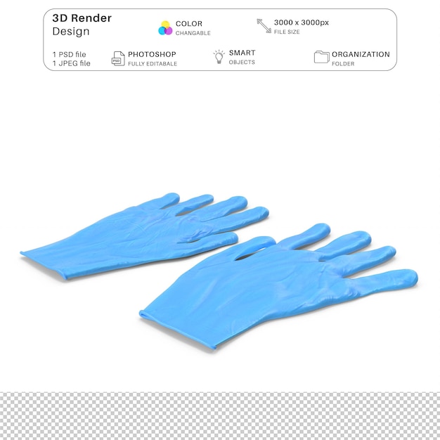 Latexhandschuhe 3D-Modell 3D-Modellierung PSD-Datei Realistische medizinische Ausrüstung