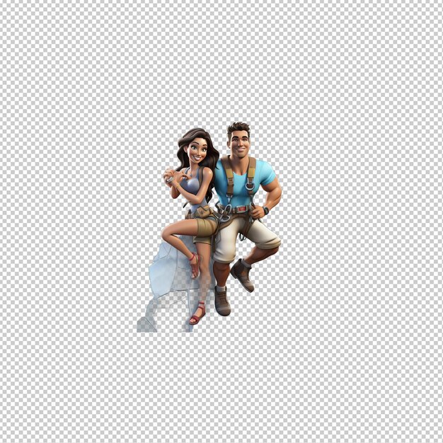 Latin couple climbing 3d estilo de desenho animado fundo transparente i