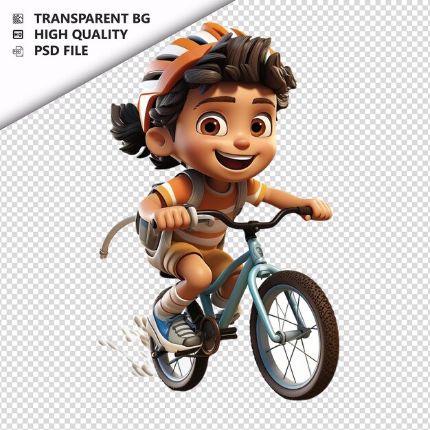 PSD latin kid biking 3d cartoon style fundo branco isolado