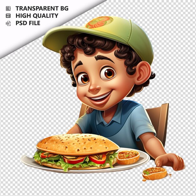 PSD latin kid dining 3d estilo de dibujos animados fondo blanco aislado