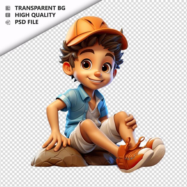 PSD latin kid entspannender 3d-cartoon-stil mit weißem hintergrund