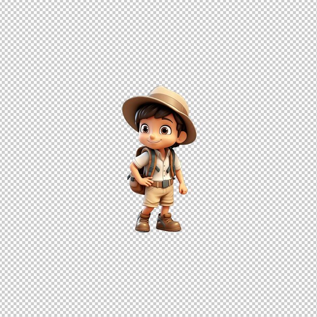 Latin Kid Explore Le Fond Iso Transparent Du Style Dessin Animé 3d