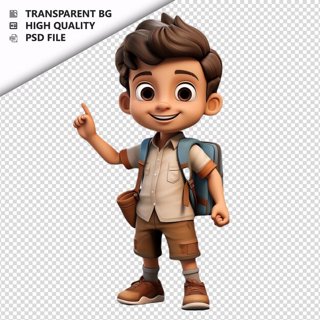 PSD latin kid exploring 3d cartoon style weißer hintergrund iso