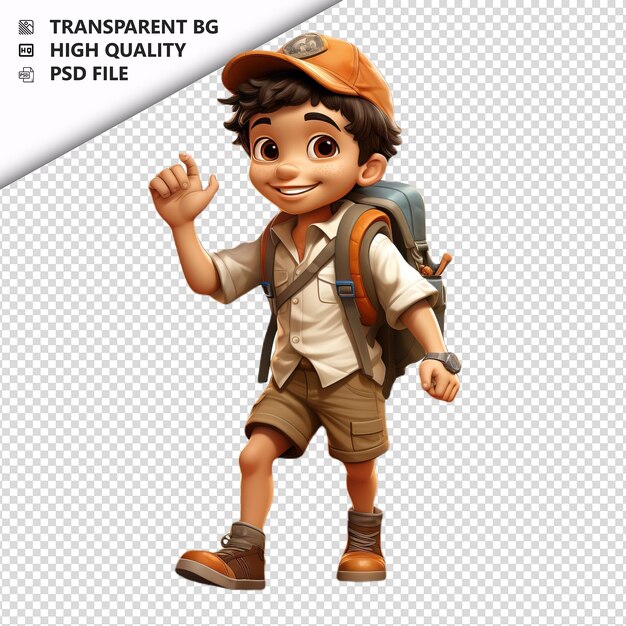 PSD latin kid exploring ultra realistic style com fundo branco