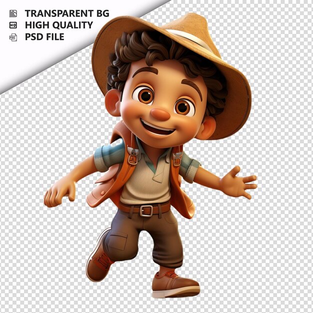 PSD latin kid jogando 3d cartoon style isola de fundo branco