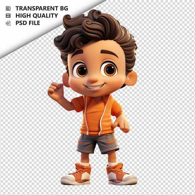 PSD latin kid training 3d cartoon style weißer hintergrund isol