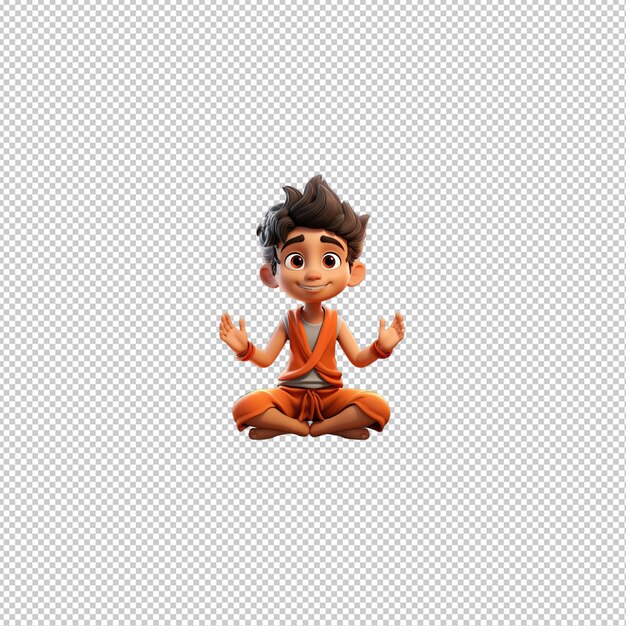 PSD latin kid yoga 3d cartoon-stil durchsichtiger hintergrund isoliert