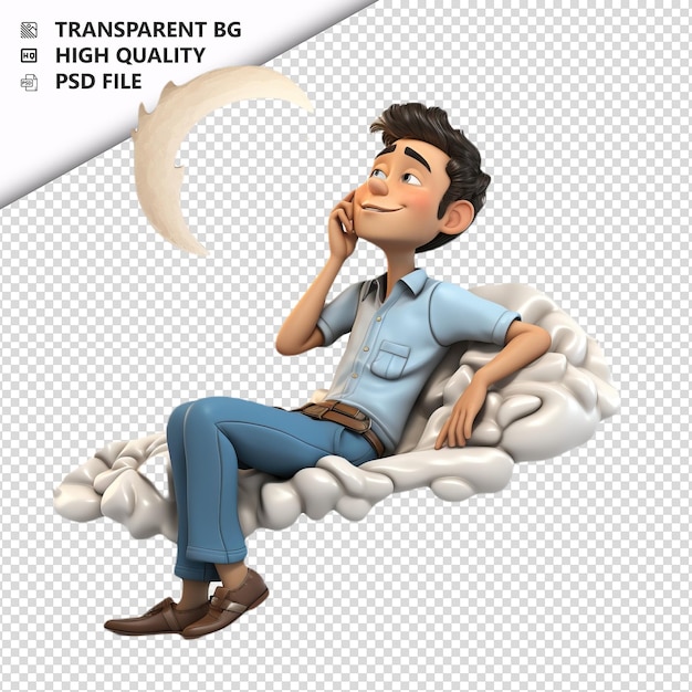 Latin person dreaming 3d cartoon style weißer hintergrund i