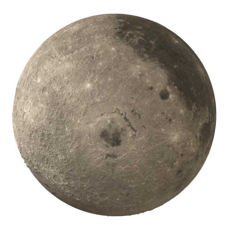 PSD lato posteriore della luna isolato sfondo trasparente rendering 3d