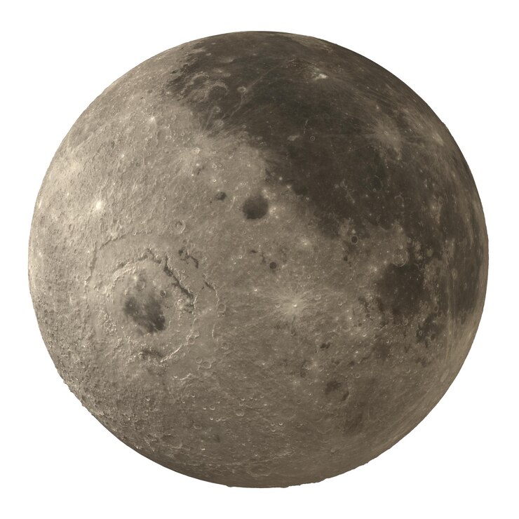 PSD lato posteriore della luna isolato sfondo trasparente rendering 3d