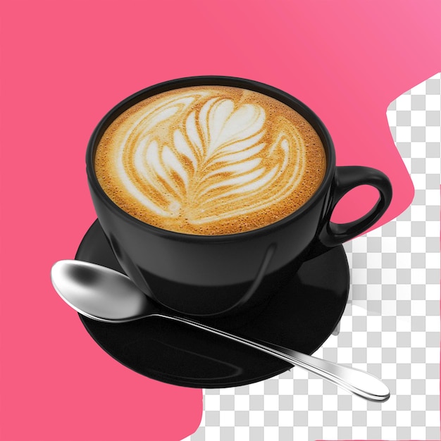 Latte Art mit Cappuccino auf transparentem Hintergrund