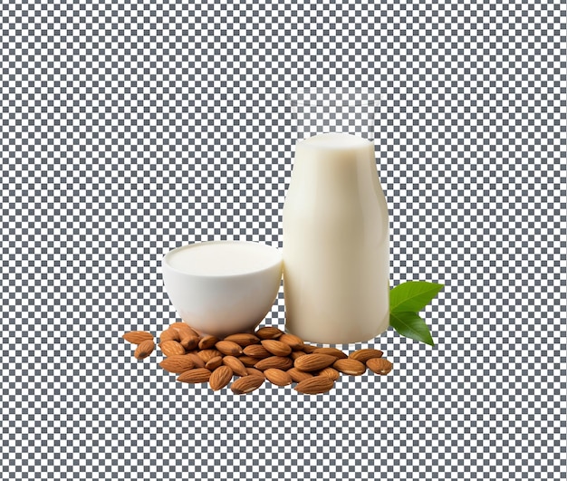 Latte di mandorle sano isolato su sfondo trasparente