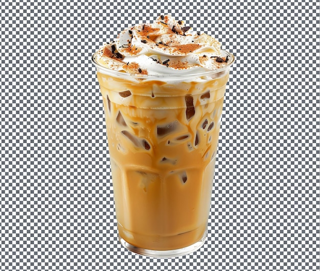 Latte ghiacciato di zucca dolce isolato su uno sfondo trasparente