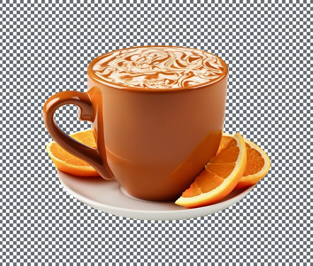 Latte saboroso de chocolate e laranja isolado em fundo transparente