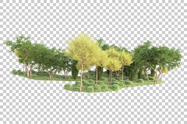 Laubinsel isoliert auf transparentem Hintergrund 3D-Darstellung
