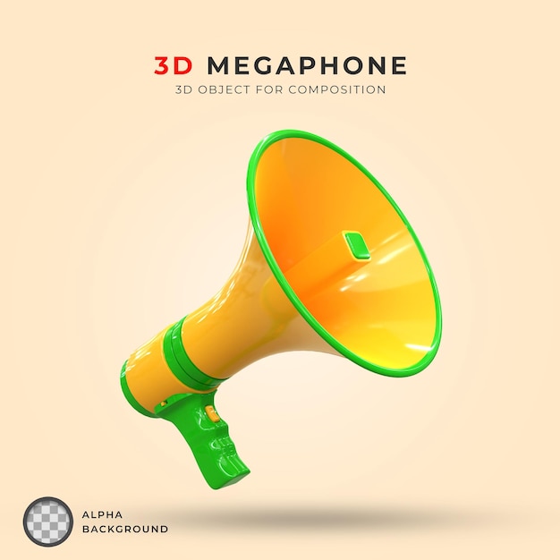 Lautsprecher-Megafon-Szene 3D-Symbol 3D-Rendering