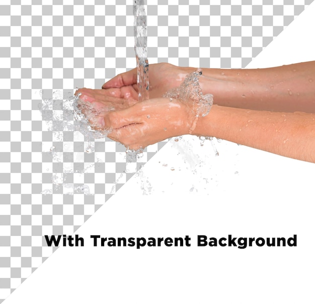 Lavagem das mãos ou limpeza das mãos com água PNG PSD isolado em fundo transparente