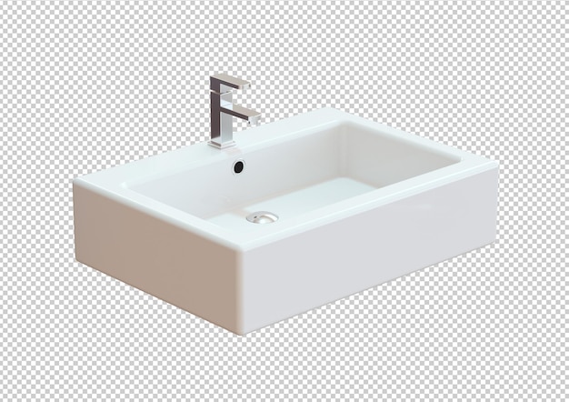 Lavandino in ceramica bagno isolato su sfondo bianco. Rendering 3D