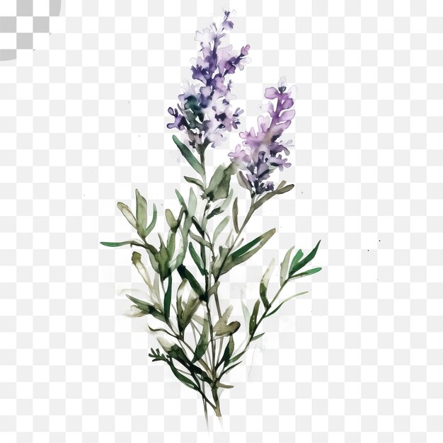 Lavandula aquarela fundo transparente